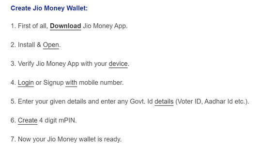 Jio Money Wallet Create
