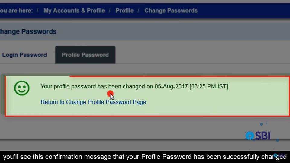 SBI Net Banking New Password
