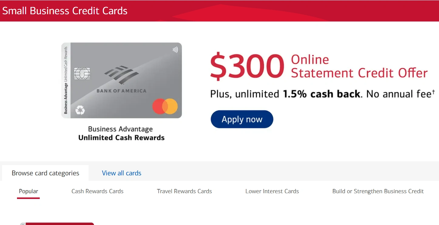 Bank of America Business Credit Card Apply